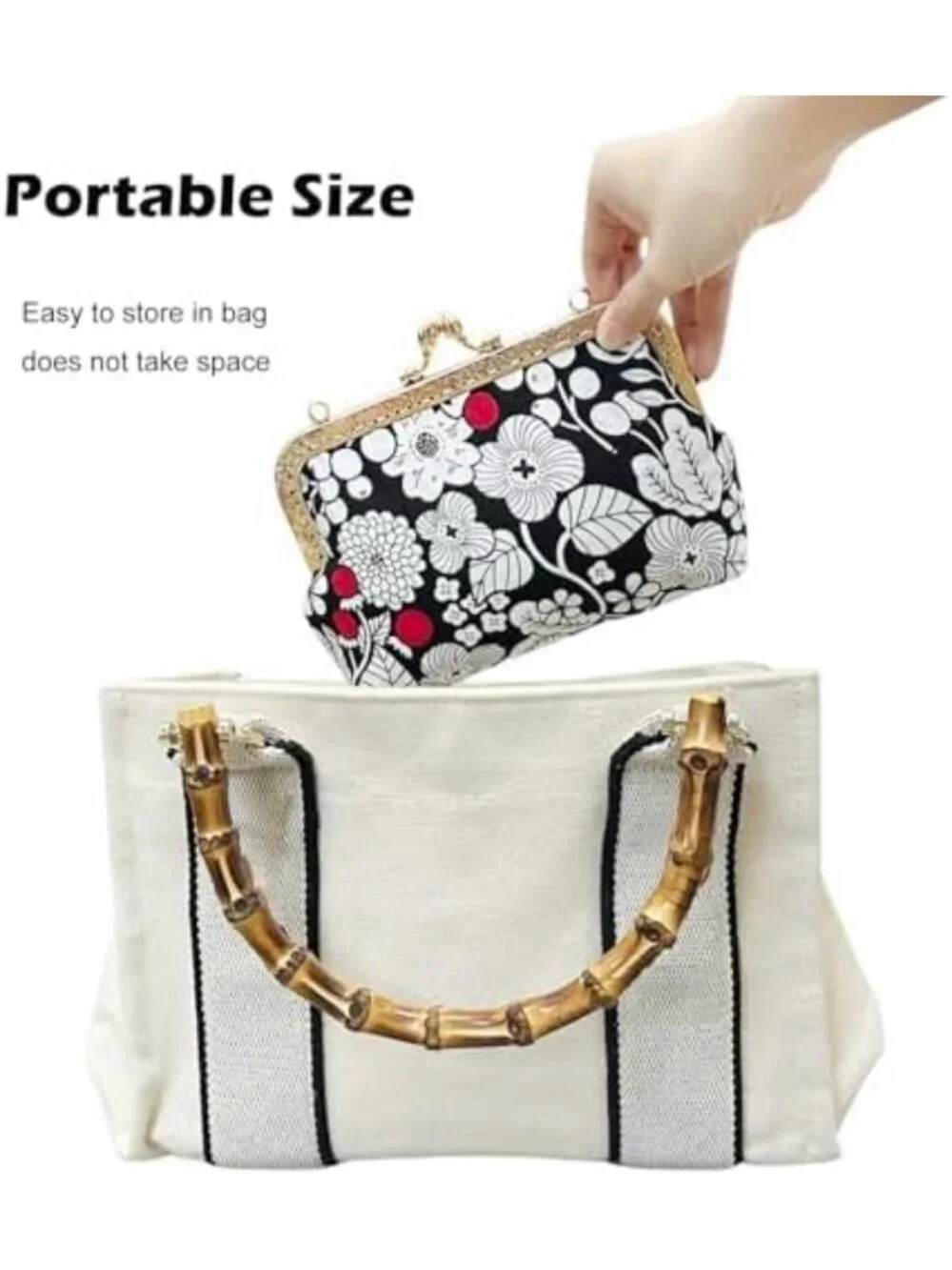 Handmade Cotton Cosmetic Pouch - Cute Kiss-Lock Design, Perfect for Travel